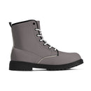 Grey Leather Black Outsole Boots