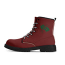 Maroon Leather Black Outsole Boots