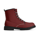 Maroon Leather Black Outsole Boots