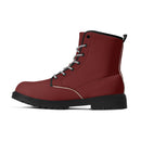 Maroon Leather Black Outsole Boots