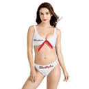 White And Red Bow Bikini Swimsuit