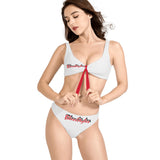White And Red Bow Bikini Swimsuit