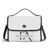 White Black Leather Satchel Handbag