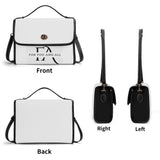 White Black Leather Satchel Handbag