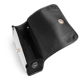 White Black Leather Satchel Handbag