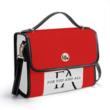 Red White Leather Satchel Handbag