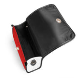 Red White Leather Satchel Handbag