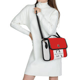 Red White Leather Satchel Handbag