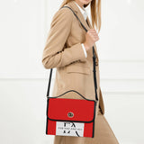 Red White Leather Satchel Handbag