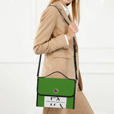 Green Brown Leather Satchel Handbag
