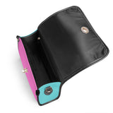 Pink Turquoise Leather Satchel Handbag