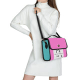 Pink Turquoise Leather Satchel Handbag