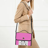 Pink Turquoise Leather Satchel Handbag