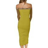 Gold Brown Long Sleeve Wrap Dress