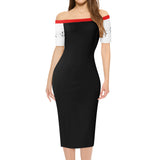 Black Short Sleeve Wrap Dress