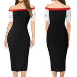 Black Short Sleeve Wrap Dress