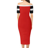 Red Short Sleeve Wrap Dress