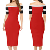 Red Short Sleeve Wrap Dress