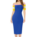 Blue Short Sleeve Wrap Dress