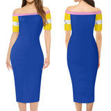 Blue Short Sleeve Wrap Dress