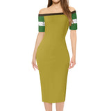 Gold Short Sleeve Wrap Dress