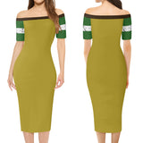 Gold Short Sleeve Wrap Dress