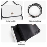 White Black Leather Satchel Handbag