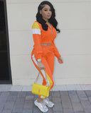 Multi Color Cropped  Hooded Sweatsuit