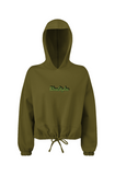 Cropped Drawstring Sweater Hoodie 