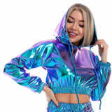 Cropped Holographic Sweater Hoodie