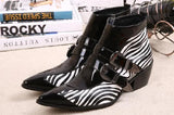 Leather Double Buckle Strap Boots