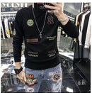 Winter Cotton Embroidery O-Neck Sweater