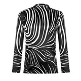 Black And White Swirls Turtleneck Top