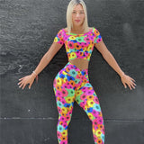 Push Up Colorful Flowers Leggings