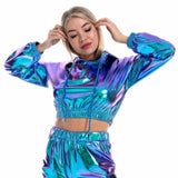 Cropped Holographic Sweater Hoodie