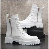 White Casual boots Zipper Punk Boots