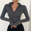 turtleneck Zipper  crop top