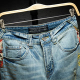 Ripped Slim Blue Washed Shorts