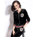 luxury velvet zipper Striped Sweatsuit