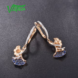 Blue Sapphire Leaves Earrings