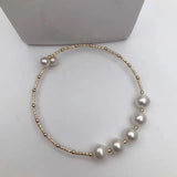 Natural Pearls 18k Gold Bangle Bracelet