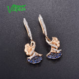 Blue Sapphire Leaves Earrings