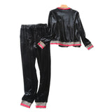 luxury velvet zipper Striped Sweatsuit