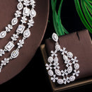 Cubic Zirconia 3 Layers Necklace Earrings Set
