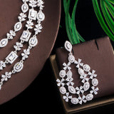 Cubic Zirconia 3 Layers Necklace Earrings Set