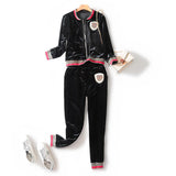 luxury velvet zipper Striped Sweatsuit