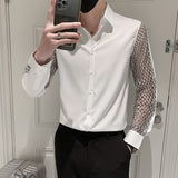 Hollow Lace Sleeve Dress Shirt