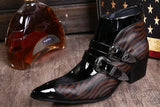 Leather Double Buckle Strap Boots