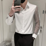 Hollow Lace Sleeve Dress Shirt