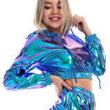 Cropped Holographic Sweater Hoodie